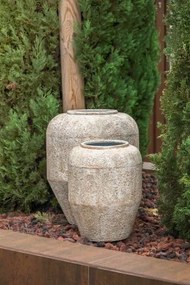 Vază decorativă, stil vintage patinat, culoare alb antichizat, din metal, „Aged White”