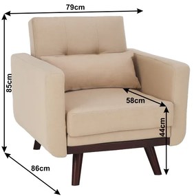 Fotoliu extensibil Culoare Bej / Nuc , ARKADIA