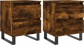 vidaXL Noptiere, 2 buc., stejar fumuriu, 40x35x50 cm, lemn compozit