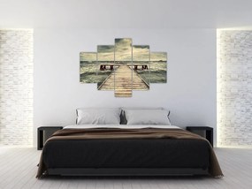 Tablou cu dig din lemn la mare (150x105 cm)