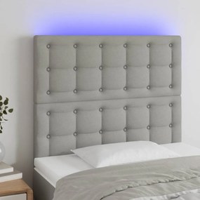 vidaXL Tăblie de pat cu LED, gri deschis, 80x5x118/128 cm, textil