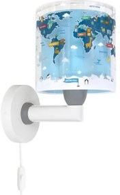 Dalber 40679 - Lampă de perete pentru copii WORLD, 1xE27/15W/230V, albastră