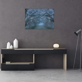 Tablou pe sticlă - Pădurea în ceață (70x50 cm)