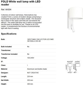 Aplica moderna cu reader LED FOLD White 64304