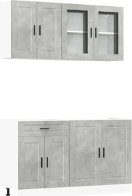 vidaXL Set dulapuri de bucătărie 4 piese „Porto” gri beton Lemn