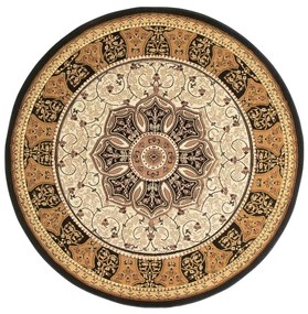 Covor negru/bej rotund ø 150 cm Heritage – Think Rugs