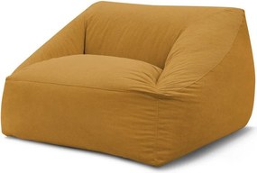Fotoliu bean bag galben cu tapițerie din catifea reiată Lilibet – Bobochic Paris