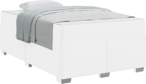 vidaXL Cadru de pat cu saltea Alb 120 x 200 cm țesătură