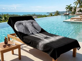 Prosoapa XXL de plaja cu uscare rapida ELEPHOS negru-gri 150 x 210 cm, 100% microfibra