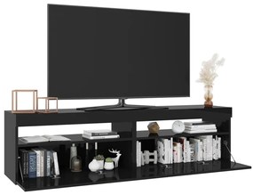 Comode TV cu lumini LED, 2 buc., negru extralucios, 75x35x40 cm 2, negru foarte lucios, 75 x 35 x 40 cm