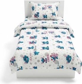 Set 5 piese Lenjerie Angel si Stitch saltele 140x70 compatibile cu pat 2-8 ani + Pilota + Perna - ASC6427968008109