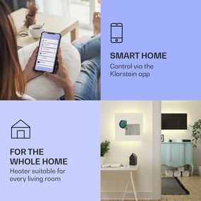 Klarstein Mojave1000 smart, încălzitor inteligent, 2 în 1, Convector cu infraroșu, 120x60cm, 1000W, iluminat RGB
