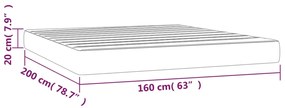 Saltea de pat cu arcuri, gri, 160x200x20 cm, piele ecologica Gri, 160 x 200 cm