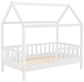 Patut Marli 90 x 200 cm cu 2 sertare si grilaj cu lamele - alb