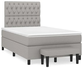vidaXL Pat box spring cu saltea, gri deschis, 120x190 cm, textil