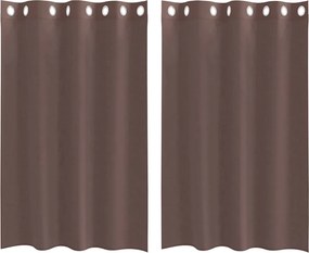 vidaXL Perdele Voile cu Oelii 2 buc Maro 140x175 cm