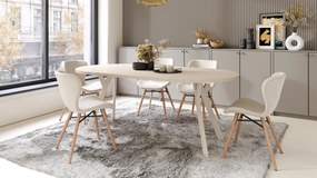 Mazzoni ALDO Bej/picioare bej - MASĂ ROTUNDĂ STIL LOFT PENTRU SALON/SUFRAGERIE EXTENSIBILĂ CU PICIOARE ÎN FORMĂ DE "Y"