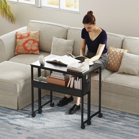 HOMCOM Birou Pliant 80cm Depozitare Negru | Aosom Romania