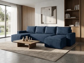 Coltar in forma de U SMART COSARO 295x140 cm, albastru inchis