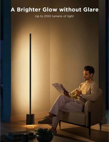 Smart LED lampa pentru podea Govee Pro RGBICWW H6079, 170 cm, 48 W, 2100 lm, 6500 K, Wi-Fi, Bluetooth, Govee Home, Negru