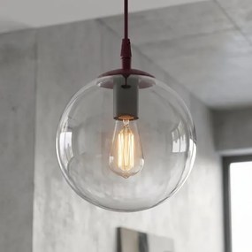 Lustră pe cablu COSMO 1xE14/10W/230V Ø 14 cm roșie/transparentă