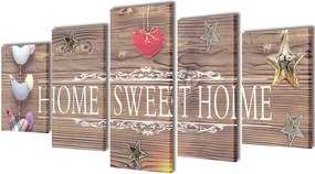 vidaXL Set tablouri de perete cu imprimeu Home Sweet Home, 200 x 100 cm