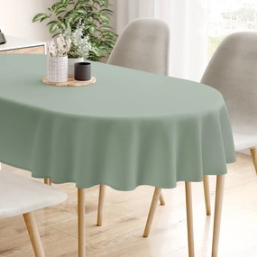 Goldea față de masă 100% bumbac verde salvie - ovală 120 x 160 cm