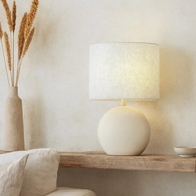 Lampă de masă Japandi bej cu abajur din in - Timo