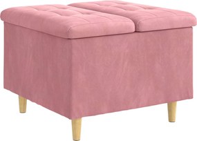 vidaXL Ottomană de depozitare cu pernă Roz 60 x 60 x 45 cm Catifea