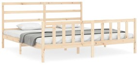 3191926 vidaXL Cadru pat cu tăblie 200x200 cm, lemn masiv de pin