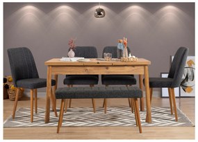 Set mobilier sufragerie Senteago 2 (pentru 6 persoane) (pin atlantic + antracit). 1102556