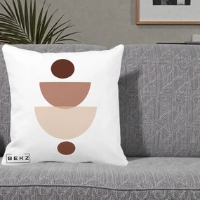 Perna Decorativa Geometric Boho Balance, 40x40 cm, Alba Mata, Husa Detasabila, Perna Inclusa, BEKZ®