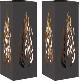 vidaXL Lumină LED Solară pentru Alei 2 pcs Negru Oțel laminat la rece