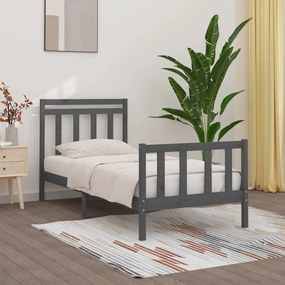 3107020 vidaXL Cadru de pat, gri, 100x200 cm, lemn masiv de pin