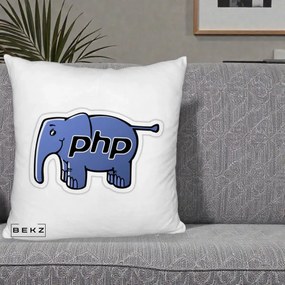 Perna Personalizata PHP Elephant, 40x40 cm, Alb Pufos, Husa Detasabila, Perna Inclusa, BEKZ®