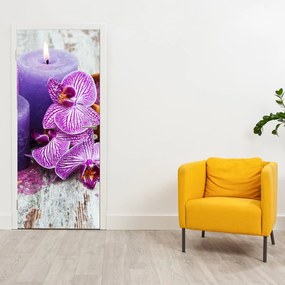 Fototapet pentru ușă - Orhidea și lumânări (95x205cm)