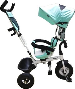 Tricicleta cu copertina Baby Care™ My first Trike, pedale si maner parinti, scaun reversibil cu invartire 360 grade, cadru metalic, Verde Turquise