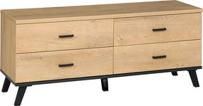 Comoda TV SIRAN TYP 7, stejar lefkas/negru, DTD laminat/plastic, 121x4