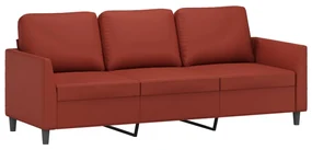 348927 vidaXL Canapea cu 3 locuri, roșu vin, 180 cm, piele ecologică