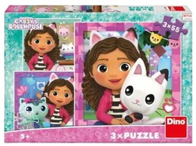 PUZZLE 3 IN 1 - GABBY SI PRIETENII ( 3 X 55 PIESE) - DINO (335400)