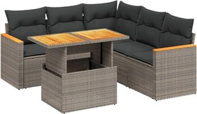 vidaXL Set mobilier grădină cu perne, 6 piese, gri, poliratan