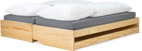 Pat cu module suplimentare extensibile, culoare naturală, lemn masiv, 90x200, FLOPY
