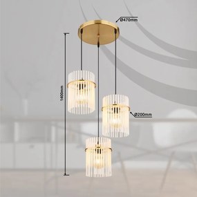 Lustra moderna cu 3 pendule GORLEY auriu