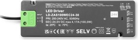 Transformator Easy Click GTV pentru bandă LED, 100W, 24V, IP20, 6 ieșiri Mini AMP, cablu 1,5 m Plastic, 100 W, 24 V, 1.5 m, Easy Click