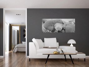 Tablou - Urși polari, alb-negru (120x50 cm)