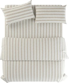 Lenjerie de pat gri deschis/crem din in pentru pat de o persoană 135x200 cm Natural Stripes – Native Natural