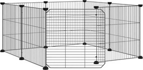 vidaXL Cușcă pentru animale cu 8 panouri și ușă, neagră, 35x35 cm, oțel