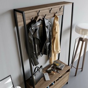 Cuier cu raft pentru încălțăminte Devin Walnut and Black