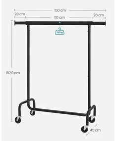 Cuier mobil de podea LINEA, negru