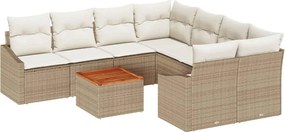 vidaXL Set de canapele pentru grădină 9 pcs Bej și crem poliratan